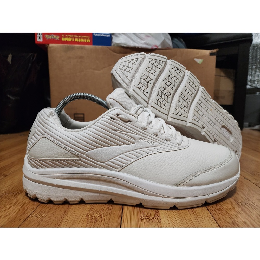 Brooks Addiction Walker 2 Mens 9.5 D White Leather Walking Shoes 110318-1D-142